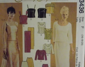 Sewing pattern McCall's 3436 misses'/petite lined tops, skirts and stole new uncut size 16 to 20