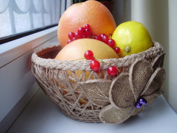 Jute Basket, Fruit & Vegetables Storage, Rustic Décor, Natural Basket, Storage Basket