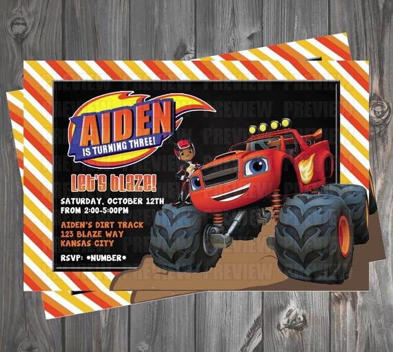 Blaze Card Template blaze and the machines invitation thank by Blaze Card Template blaze and the machines invitation thank by