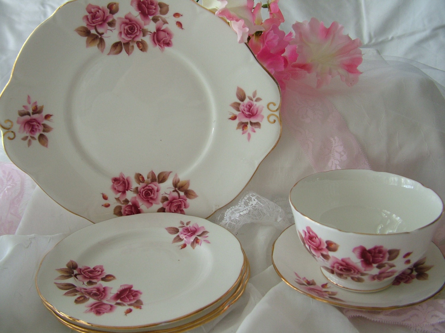 Royal Duchess English fine bone china partial tea set wedding