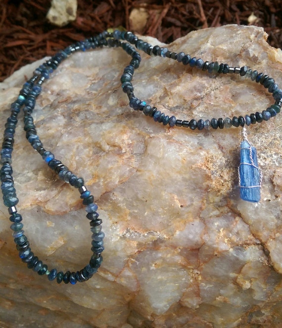 Labradorite and hematite bead necklace by PelkeysPendants