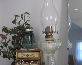 Antique Glass Oil Lamp