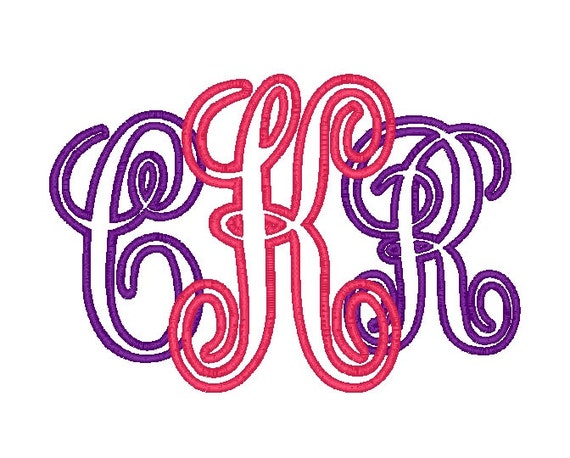 12 Sizes Interlocking Applique Circle Monogram Font Vine Fonts