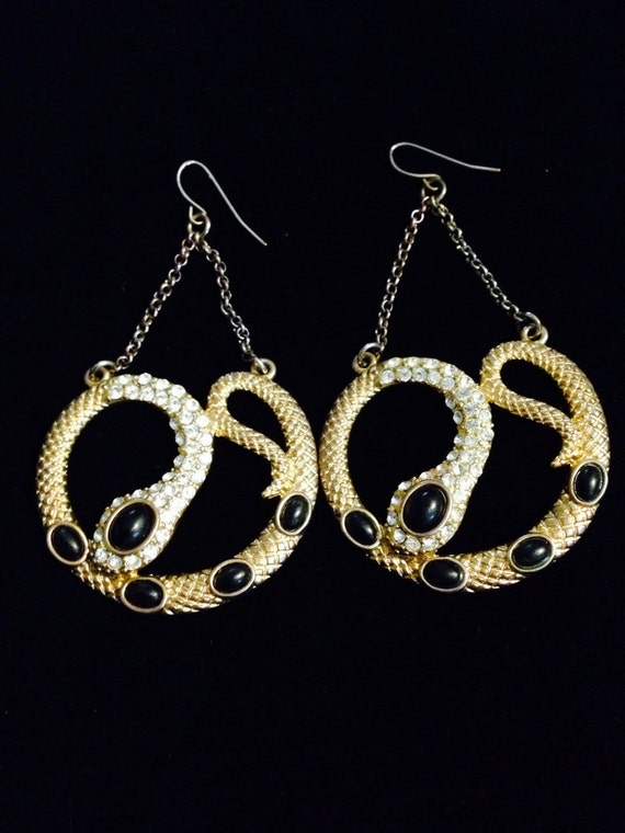 Vintage 1950s dangle snake earrings by on Etsy