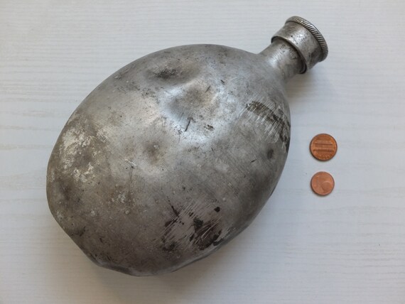 WW2 Antique Military Canteen Water Bottle Flask Battle Damaged