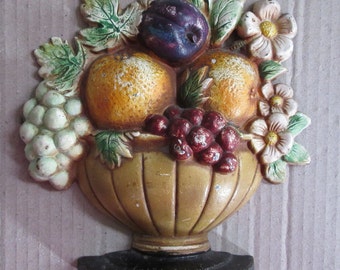 Vintage Cast Iron Hubley Door Stop Circa 1920 Fruit Bowl Doorstop Number 456