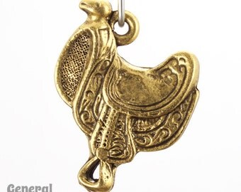 20mm Antique Gold Stirrup and Saddle (4 Pcs) #3704