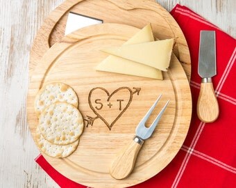 50% OFF Couples Carved Heart CheeseBoard and Knife Set Personalised Engagement gift Personalized gift for Engaged Couple Home Engagment Gift