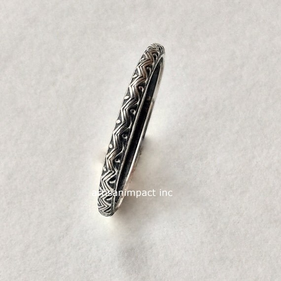Thin silver Band ornate ring unique wedding band by artisanlook