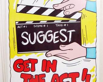 Vintage Work Motivational Poster Sears Workplace Get In The Act - Suggest