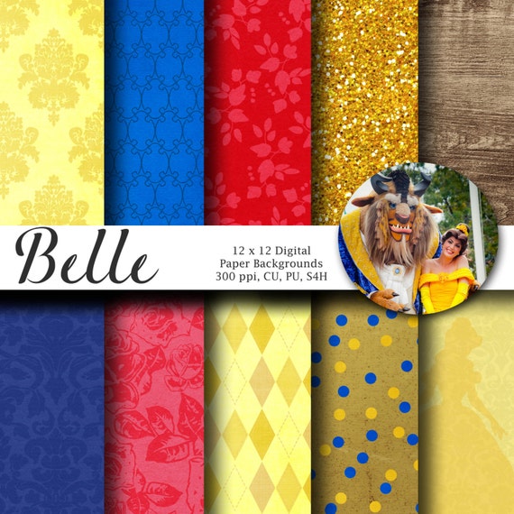 Belle Digital Scrapbook Paper Disney Princess Paper Disney