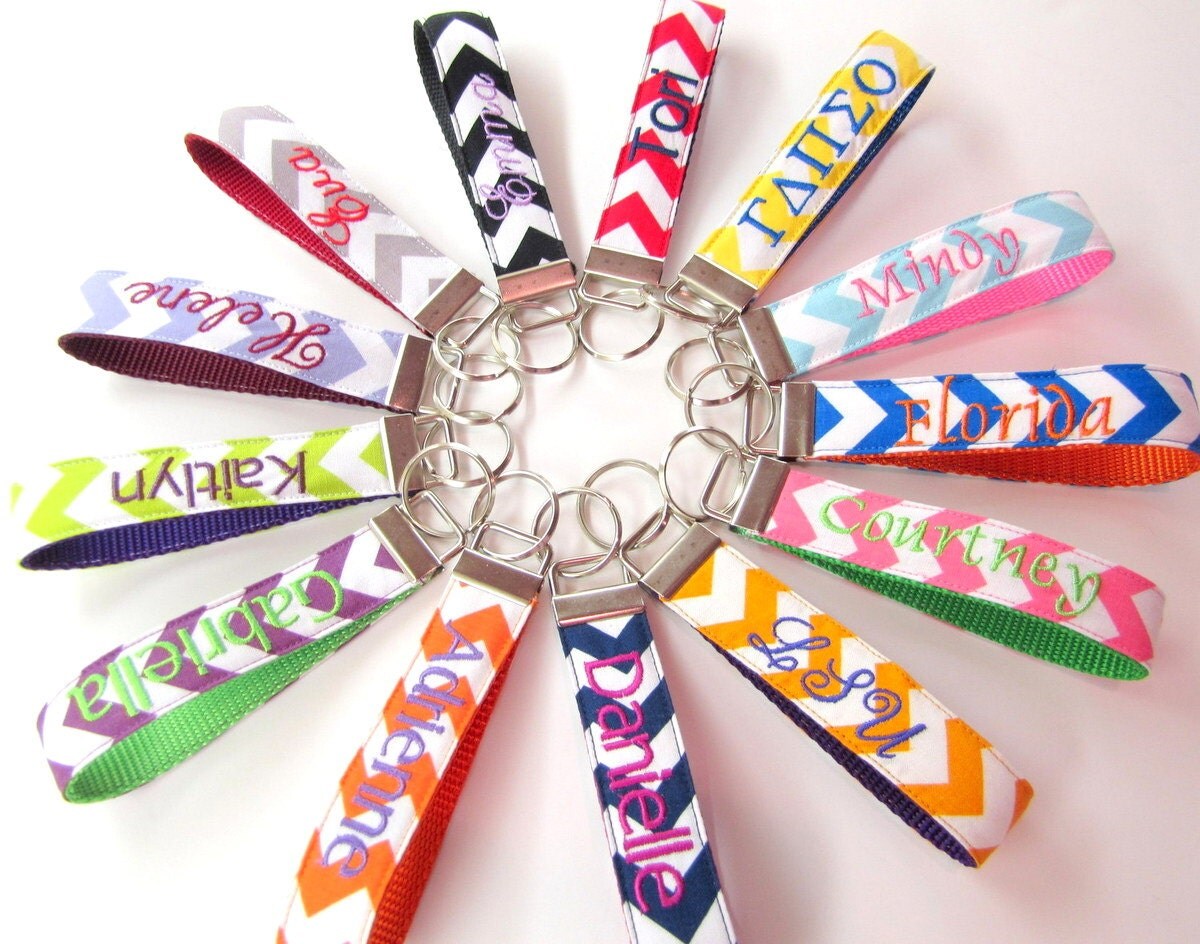 Personalized Fabric Keychain Keychain Chevron by creationsbyarlene