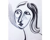 Mid Century Painting -vintage portrait, abstract, figural, picasso