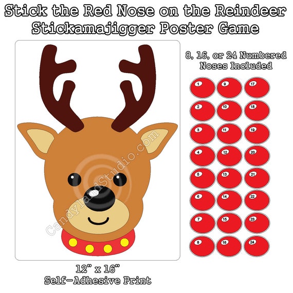 Pin The Nose On Rudolph Restickable Reusable Christmas Poster