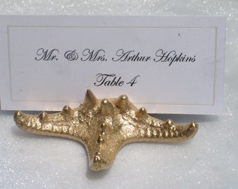Place Card Holder + Beach Wedding + Gold Starfish Place Card Holders (Set of 25)