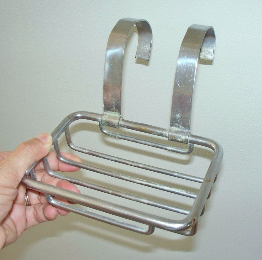 Vintage Clawfoot Bathtub Hanging Soap Dish Nickel over Brass