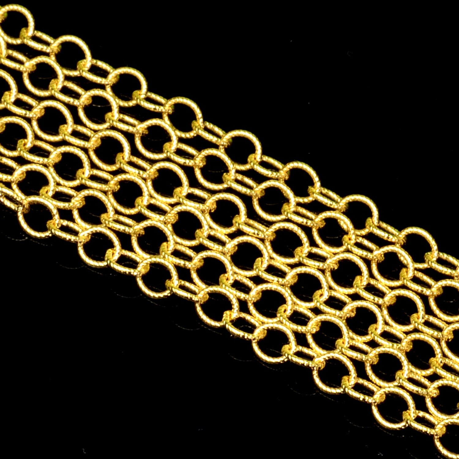 3.6mmx4.5mm 18k Solid Yellow Gold Engraved Cable Chain Bulk 6