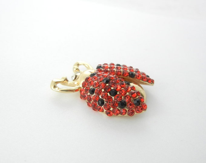 Ladybug Pendant Double Link Red Rhinestone