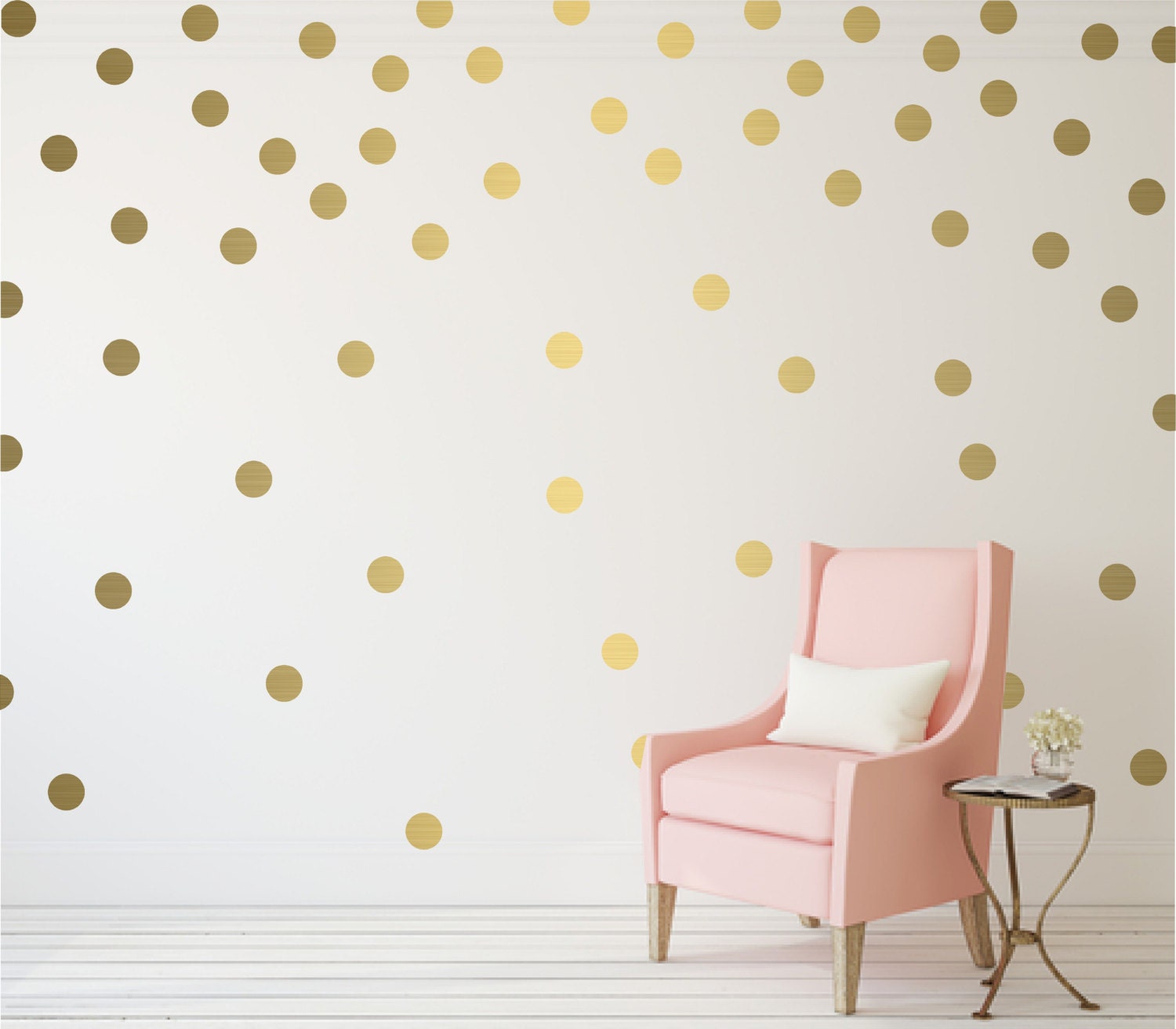 Gold Polka Dot Vinyl Wall Stickers Nursery Decal Pattern