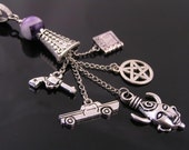 Supernatural Charm Necklace, Dean Winchester Amulet Necklace, Supernatural Jewelry with Dean's and Sam's Birthstones, Dean's Necklace