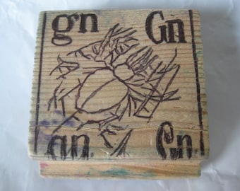 Gn Bug? Stamp Rubber Wood Vintage