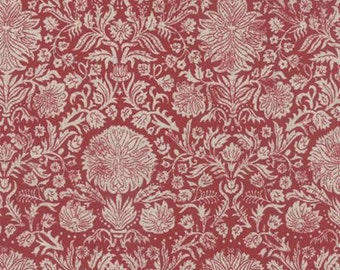 Linen French General Cotton Linen Blend Fabric 1/2 Yard Joyeux Noel in Rouge Pearl