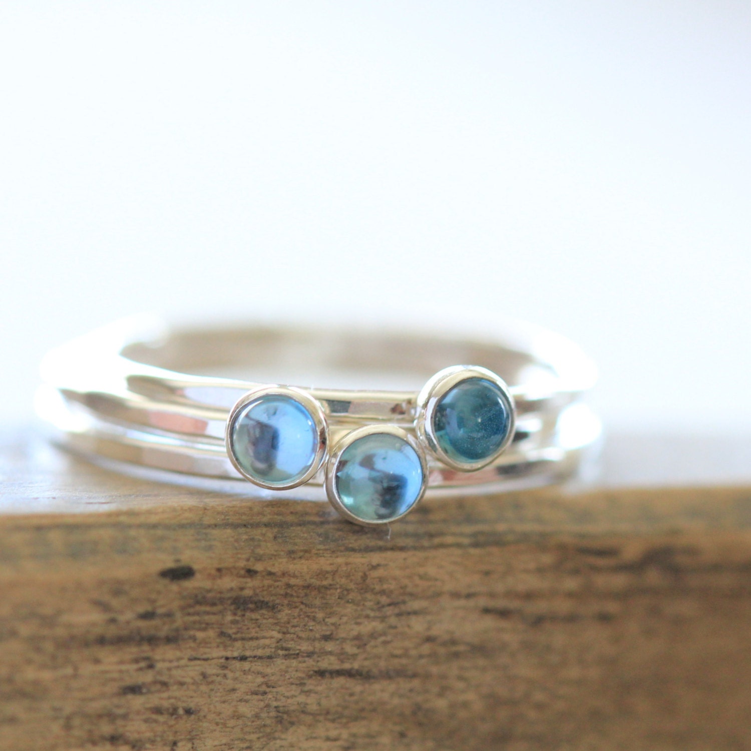 London Blue Topaz Stacking Ring in Sterling Silver 3mm