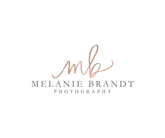 Rose Gold Foil Initial Photography Logo Design Fancy by fancybelle