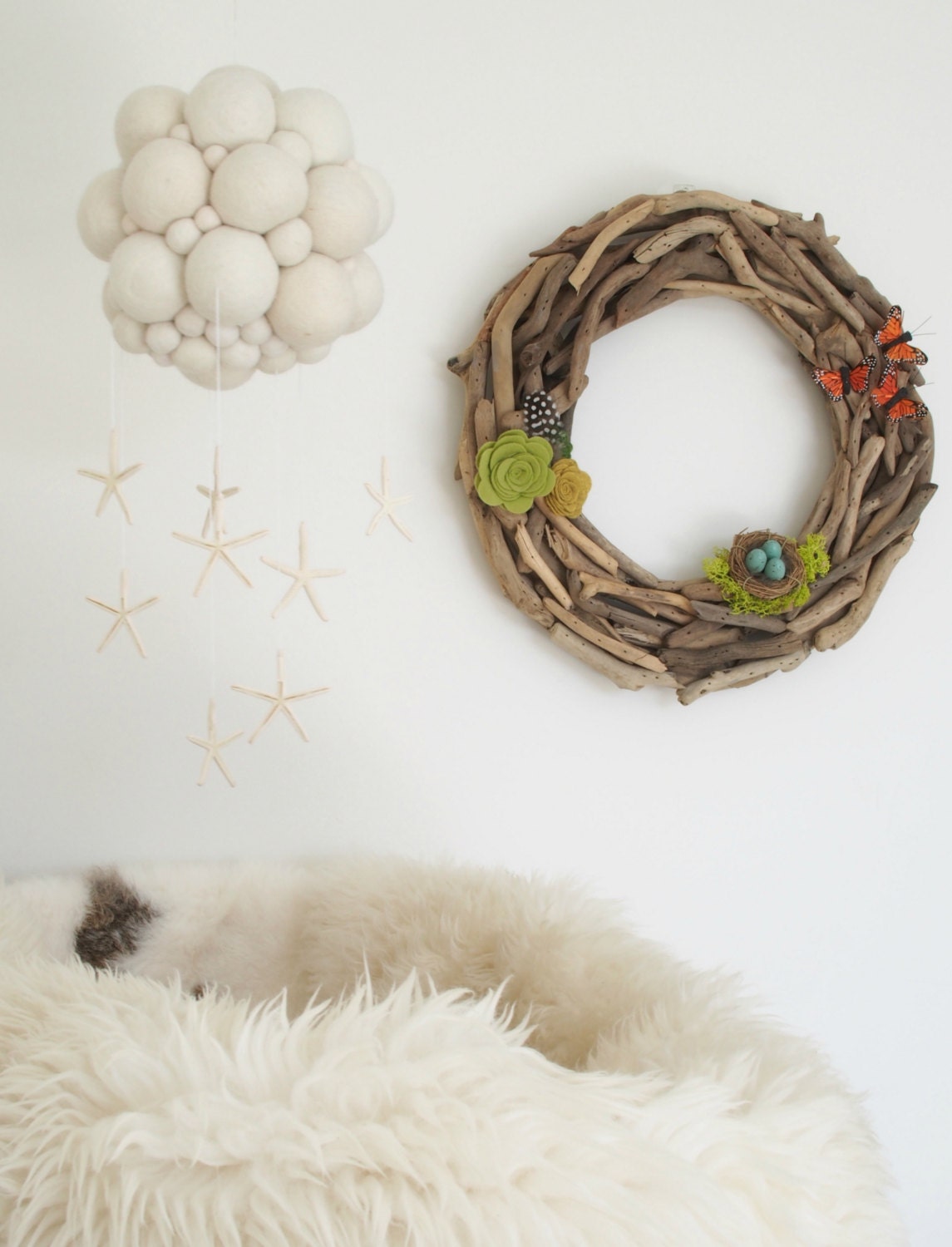 Starfish Mobile for Baby Nursery Starfish Rain Cloud by Fairyfolk