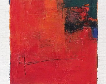 Aug. 30, 2015 - Original Abstract Oil Painting - 9x9 painting (9 x 9 cm - app. 4 x 4 inch) with 8 x 10 inch mat