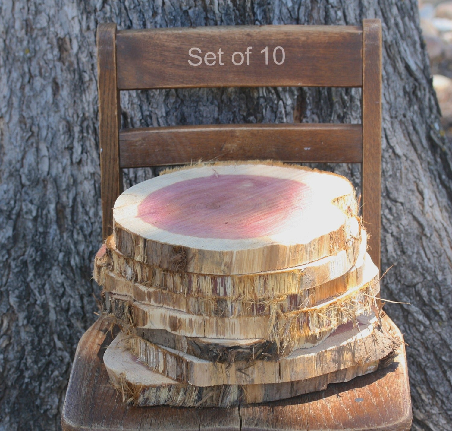 Rustic Wood Chargers set of 10 10 11 appox