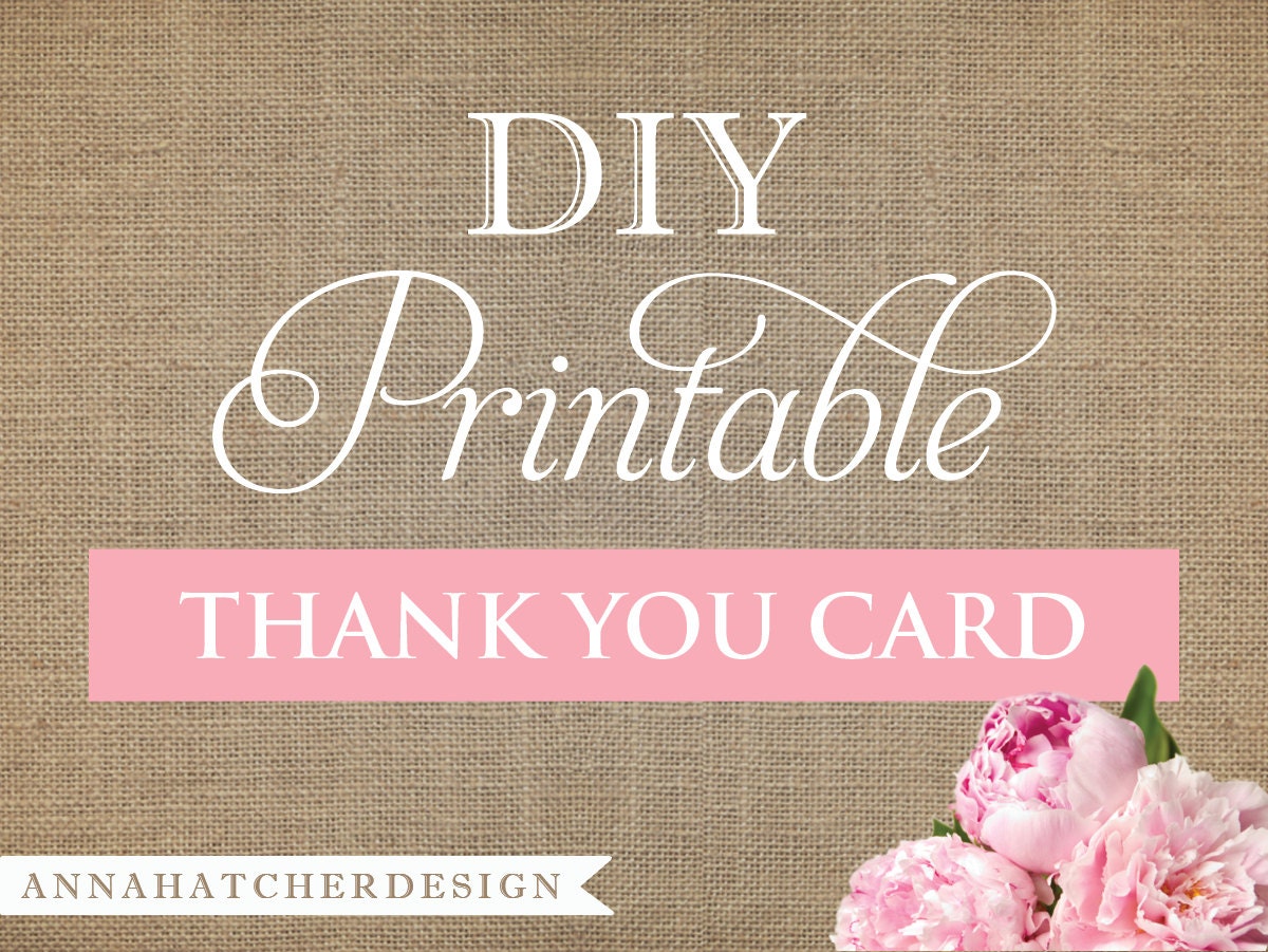 Custom DIY Printable Thank You Card Thank You Notes Monogram