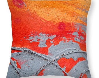 Throw Pillow, Artsy Throw Pillow , Orange and Gray Design Pillow ,abstract modern look pillow , Sofa, Bed ,Chair, Couch, Home Decor