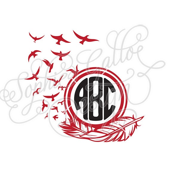 Download Free Bird Feather Monogram Frame SVG & DXF file for Cricut