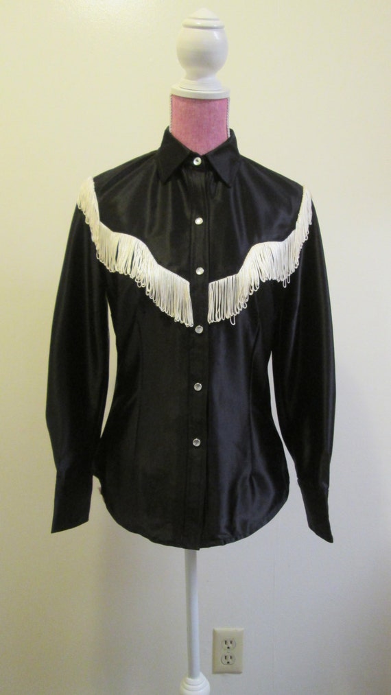 Vintage 70s H BAR C California Ranchwear Black satin White