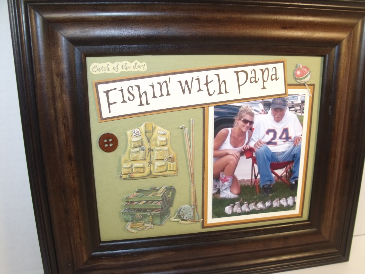 Gone Fishing Picture Frame Personalized 8x10 Deluxe Frame Included