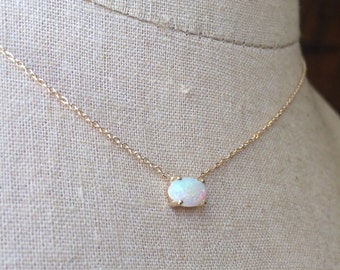 Australian Opal Necklace, Gold Opal Necklace, Opal Solitare, Birthstone Necklace, Opal Necklace, Bridal Necklace, Wedding Jewelry, Opal