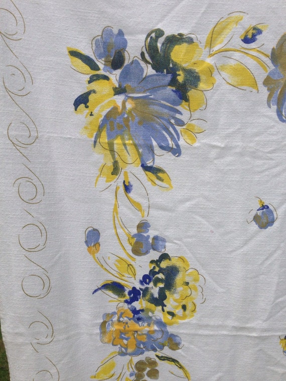 Vintage Floral Painted Tablecloth Germany by 23burtonavenue