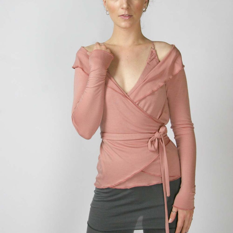 wool wrap shrug with off the shoulder by sandmaidensleepwear