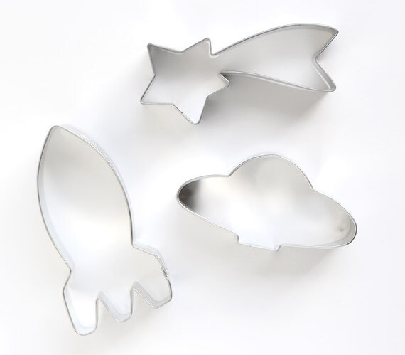 Outer Space Cookie Cutter Set - (3 cookie cutters) UFO Cookie Cutter, Rocket Cookie Cutter, Shooting Star Cookie Cutter Il_570xn