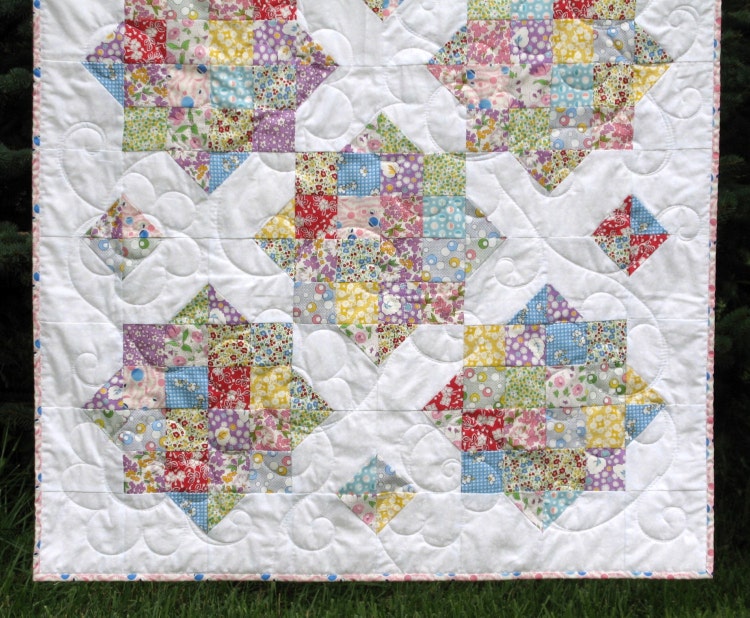 Cottage Chic Small Throw Quilt Lap Quilt Crib Quilt by fabric406