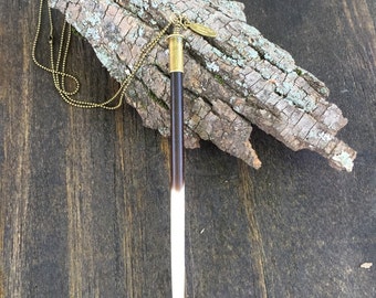 African Porcupine Quill Necklace-.22 casing