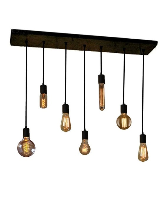 Lampadario in legno con ciondolo luci rustico di hangoutlighting Lampadari con anelli a led con strass