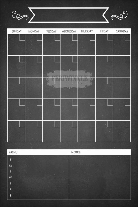Dry Erase Calendar Printable-Choose Your by periwinkleinc on Etsy
