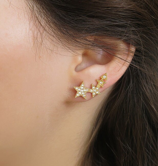 ear cuff ear climber star earrings cuff wrap earrings by sohocraft