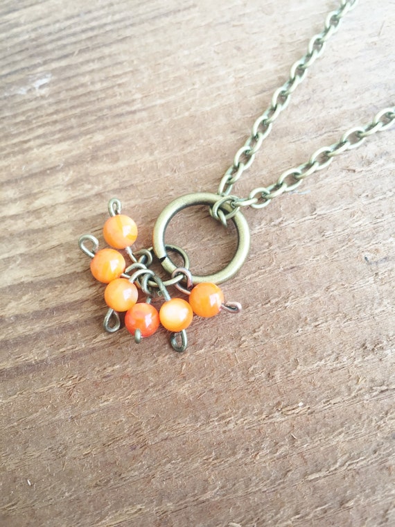 Charm Necklace: Orange Jade Charms by Five17Designs on Etsy