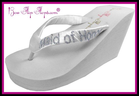 Bridesmaid Flip Flops Wedding Bling Wedge Glitter Ivory White Black ... Bridesmaid Flip Flops Wedding Bling Wedge Glitter Ivory White Black ...