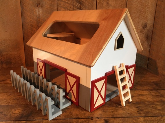 Wooden Barn with Ladder & Fence