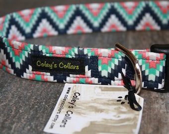 Aztec Dog Collar "The Aztec in Navy" Custom Dog Collar