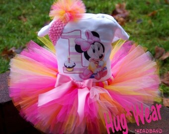 Baby Minnie Mouse Birthday Shirt + Tutu Outfit (any age)